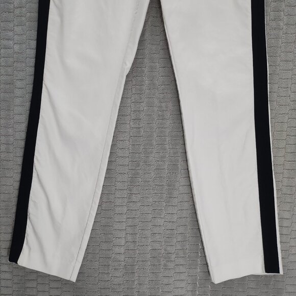 Rag N Bone Simone Pants-High Rise-Cigarette-White with Black Stripe-Sz 6 - Picture 3 of 11